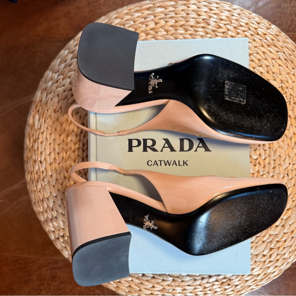 Prada Patent Leather Nude Slingback Pumps - Picture 8 of 16